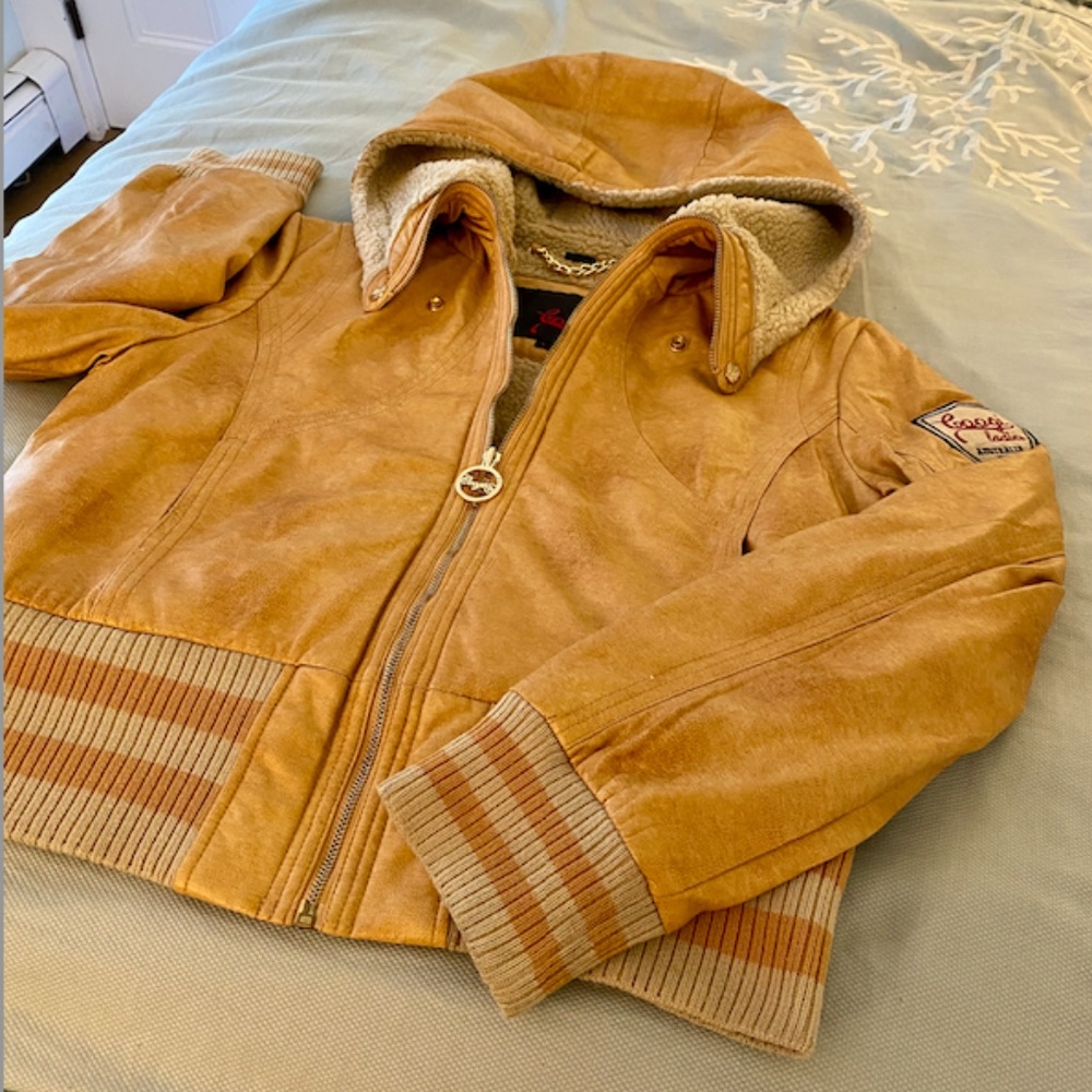 Vintage Spell Out Hooded Jacket Coat Lined Women's Large